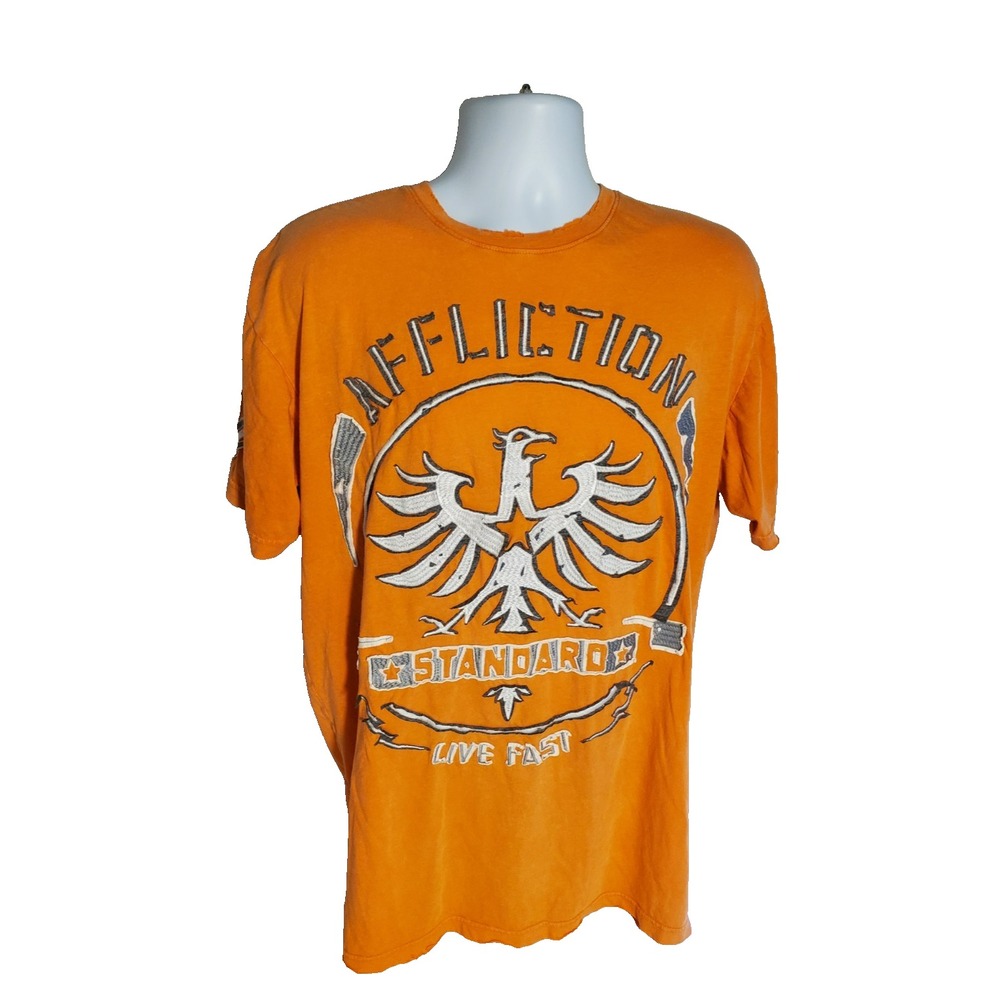 Affliction Men's 2XL Orange Live Fast T-Shirt